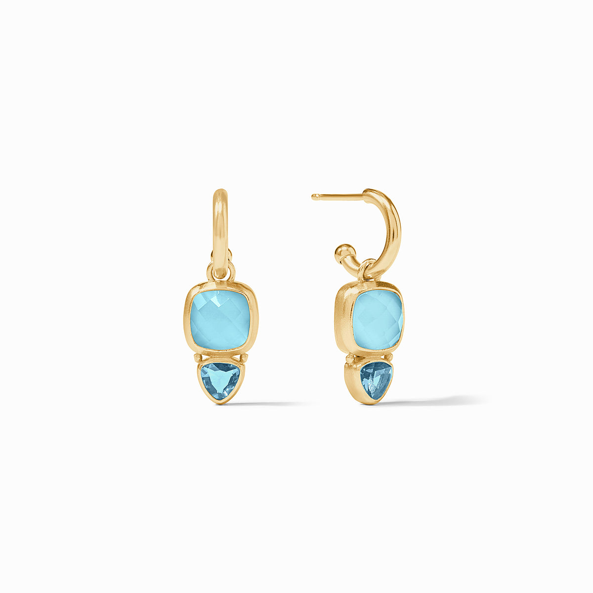 Julie Vos - Aquitaine Duo Hoop & Charm Earring, Iridescent Capri Blue
