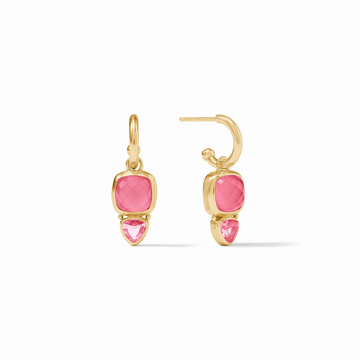 Julie Vos - Aquitaine Duo Hoop & Charm Earring, Iridescent Peony Pink