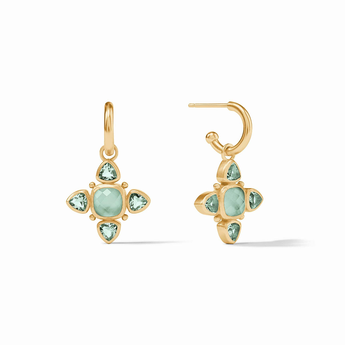 Julie Vos - Aquitaine Hoop & Charm Earring, Iridescent Aquamarine Blue