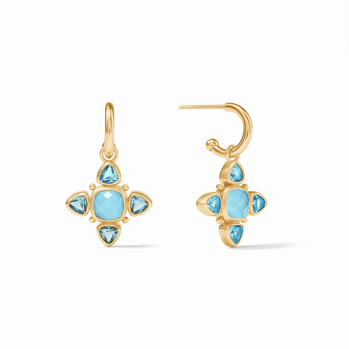Julie Vos - Aquitaine Hoop & Charm Earring, Iridescent Capri Blue