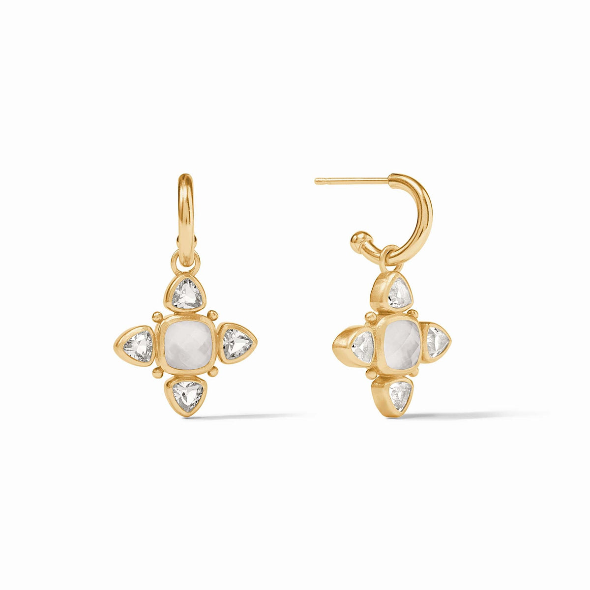 Julie Vos - Aquitaine Hoop &amp; Charm Earring, Iridescent Clear Crystal