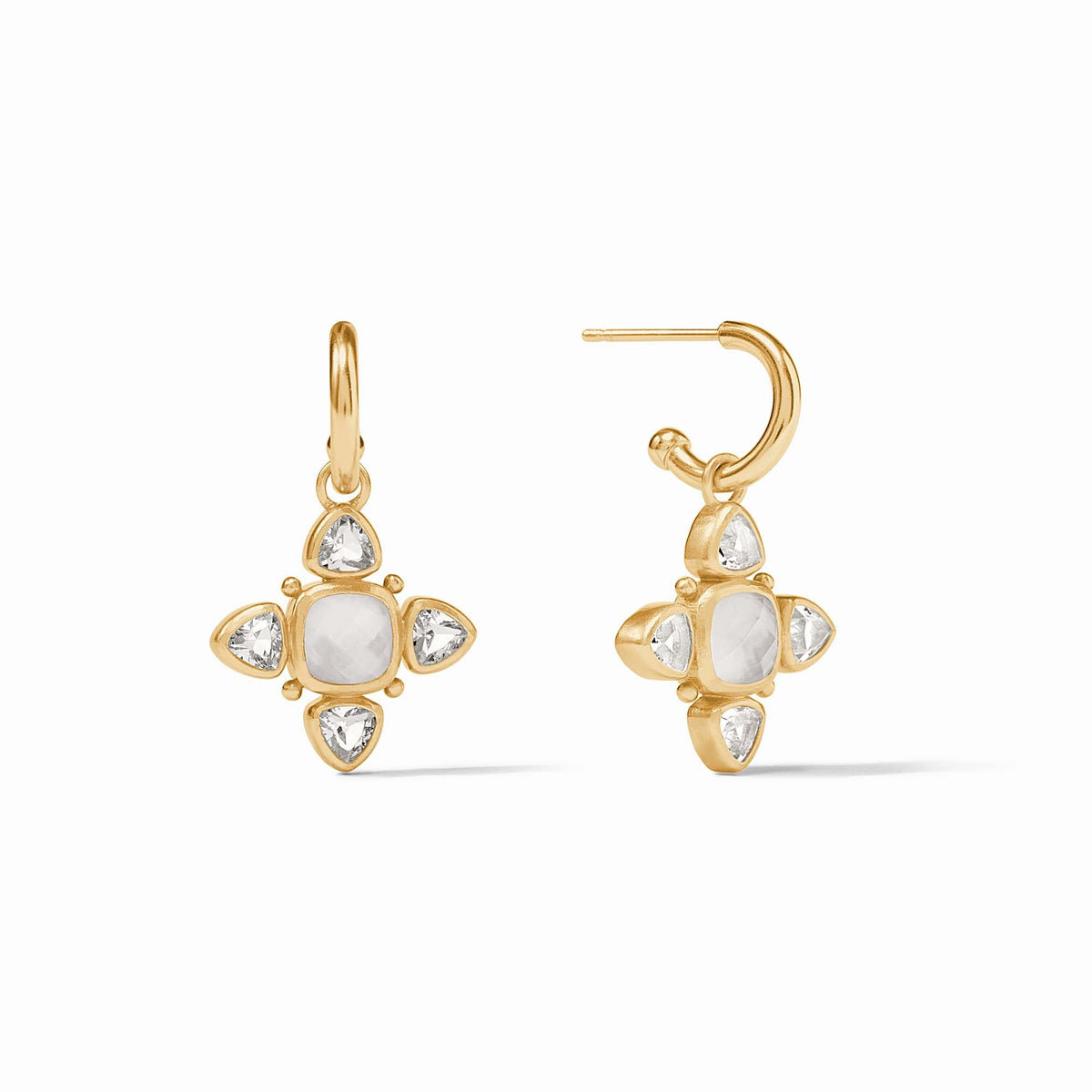 Julie Vos - Aquitaine Hoop & Charm Earring, Iridescent Clear Crystal