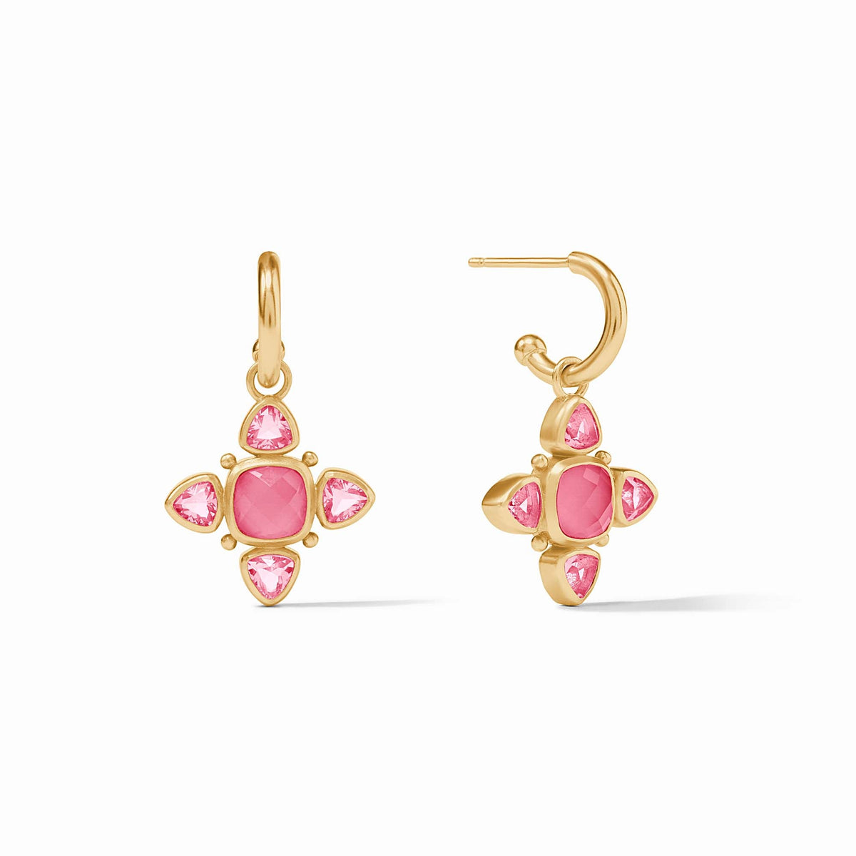 Julie Vos - Aquitaine Hoop & Charm Earring, Iridescent Peony Pink