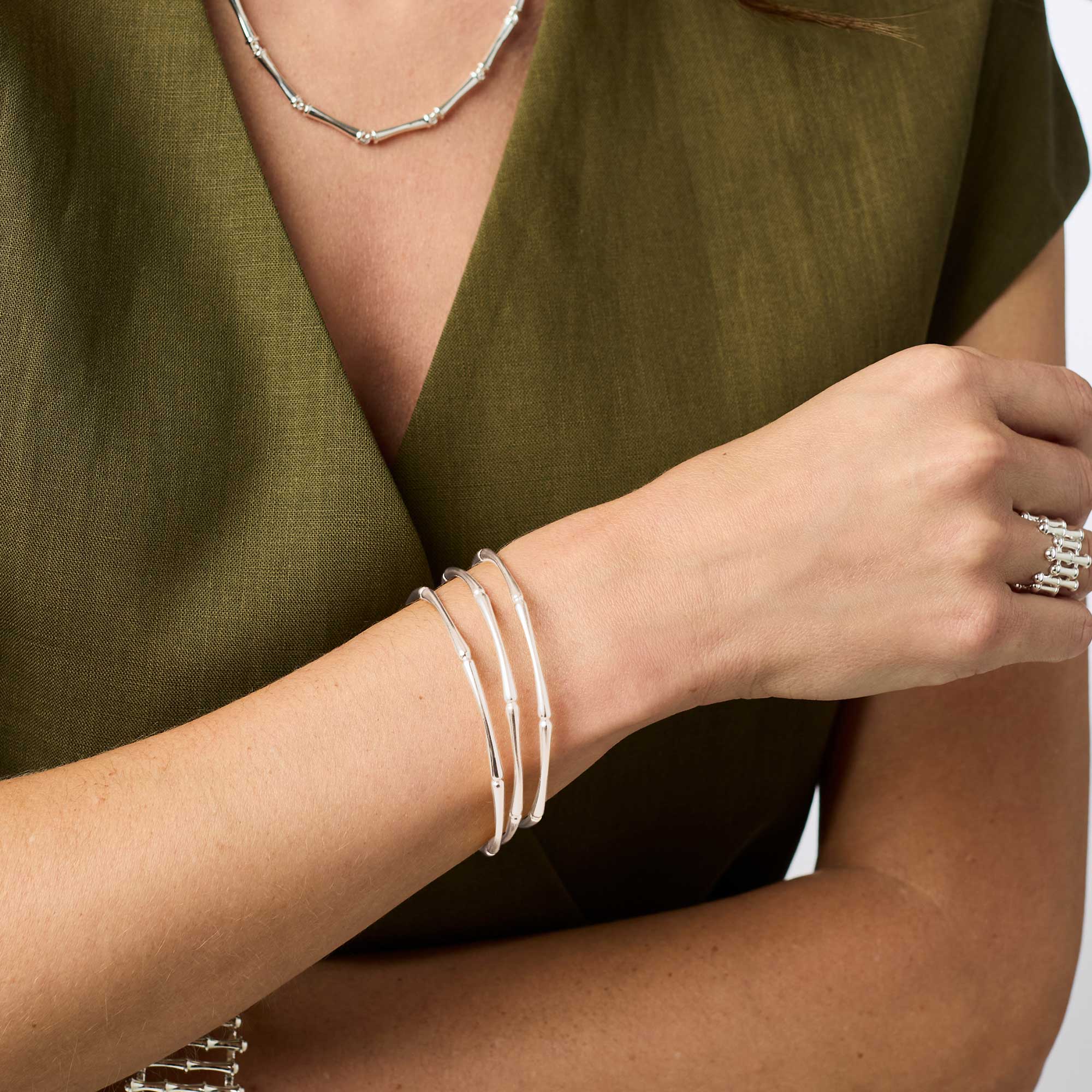 Bamboo Silver Bangle | Julie Vos