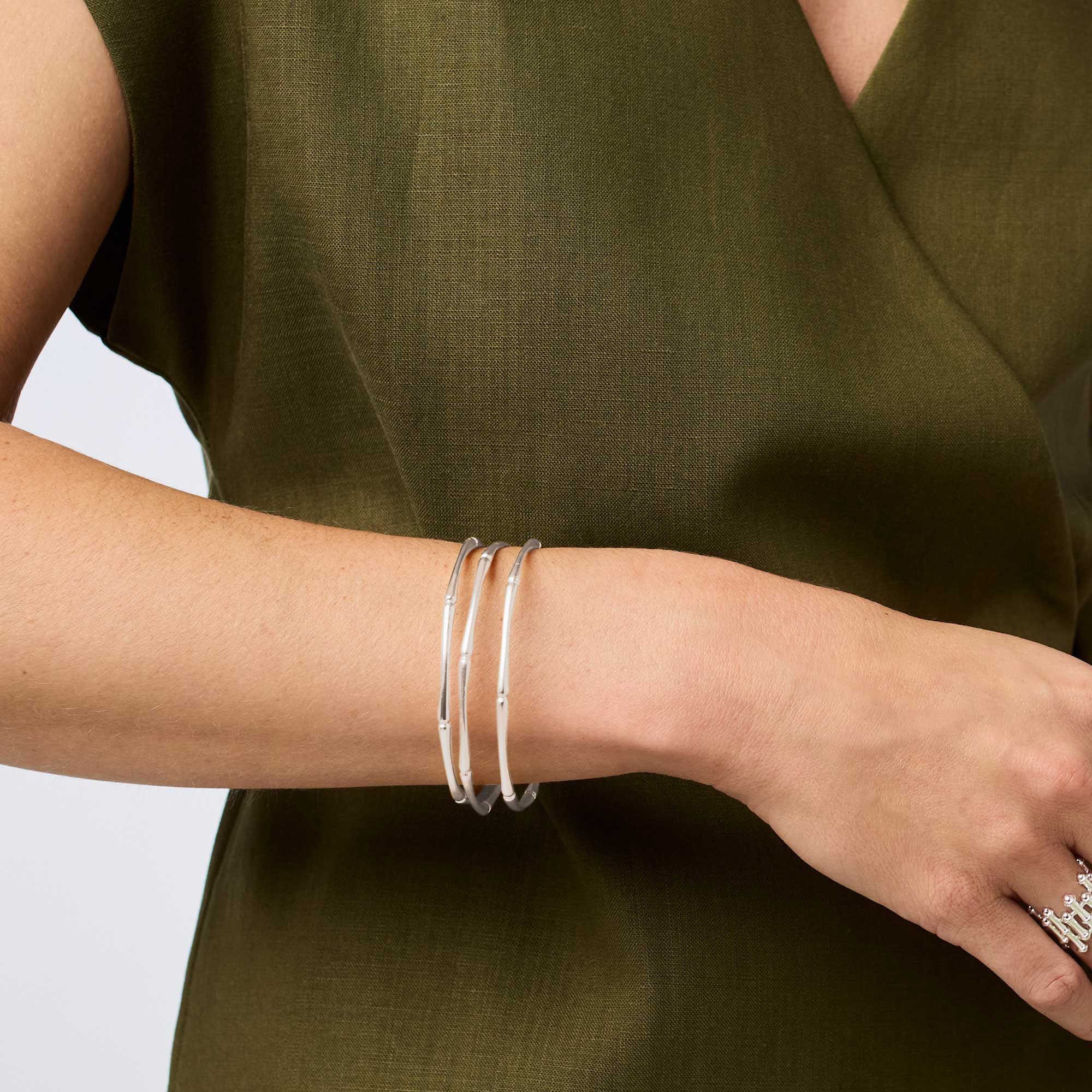 Bamboo Silver Bangle | Julie Vos