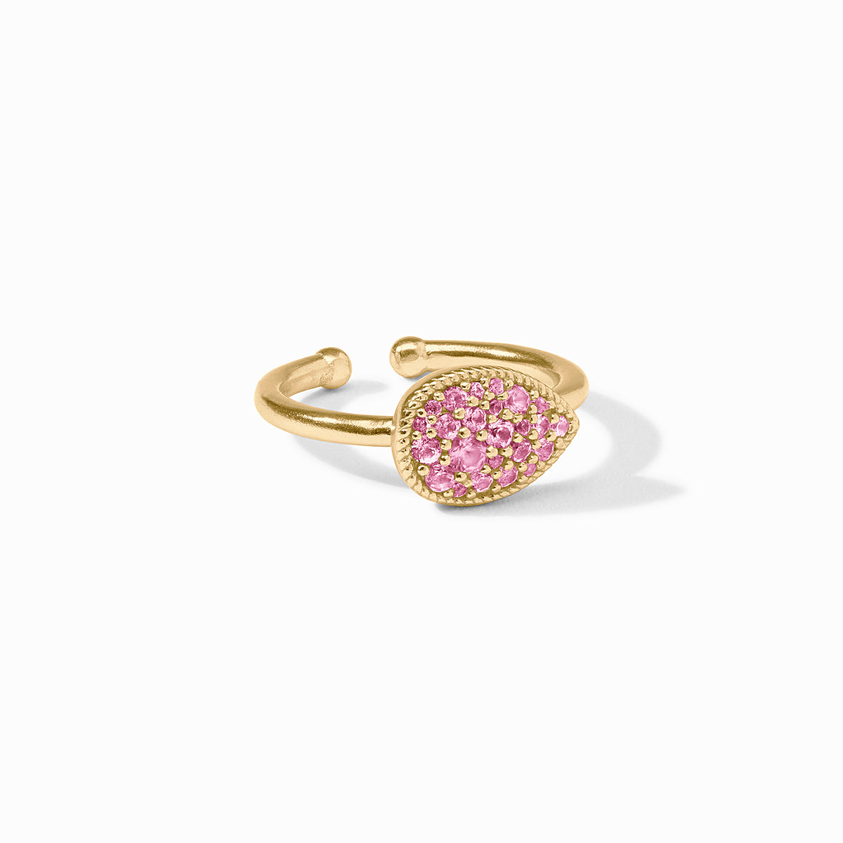 Julie Vos - Pavé Teardrop Stacking Ring, Pink Tourmaline
