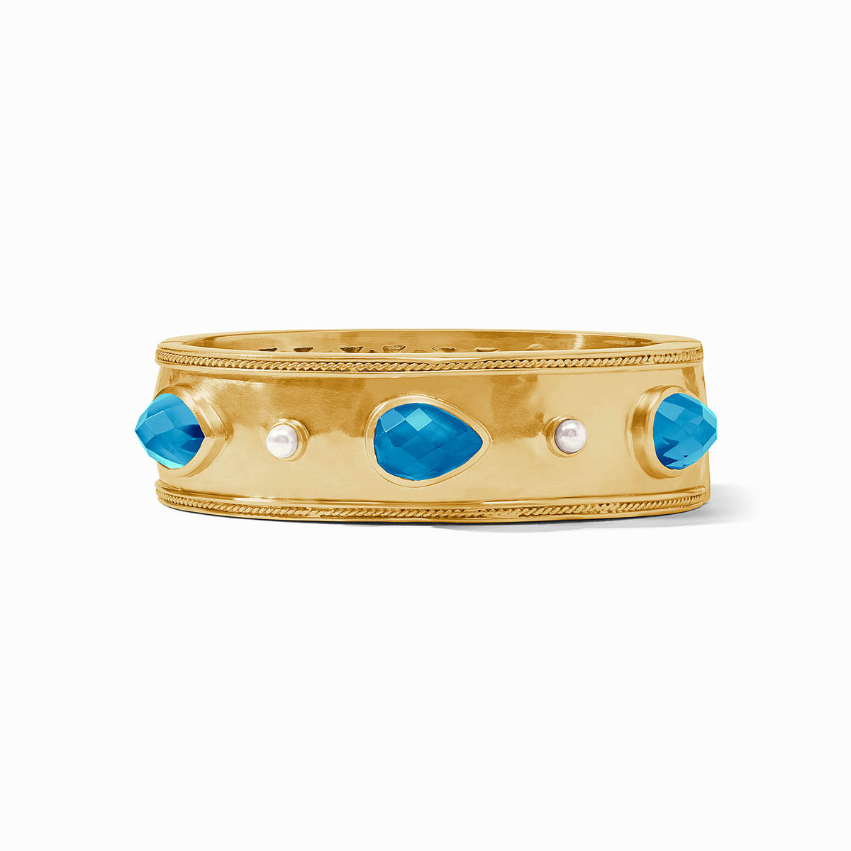 Julie Vos - Cannes Stone Statement Hinge Bangle, Iridescent London Blue