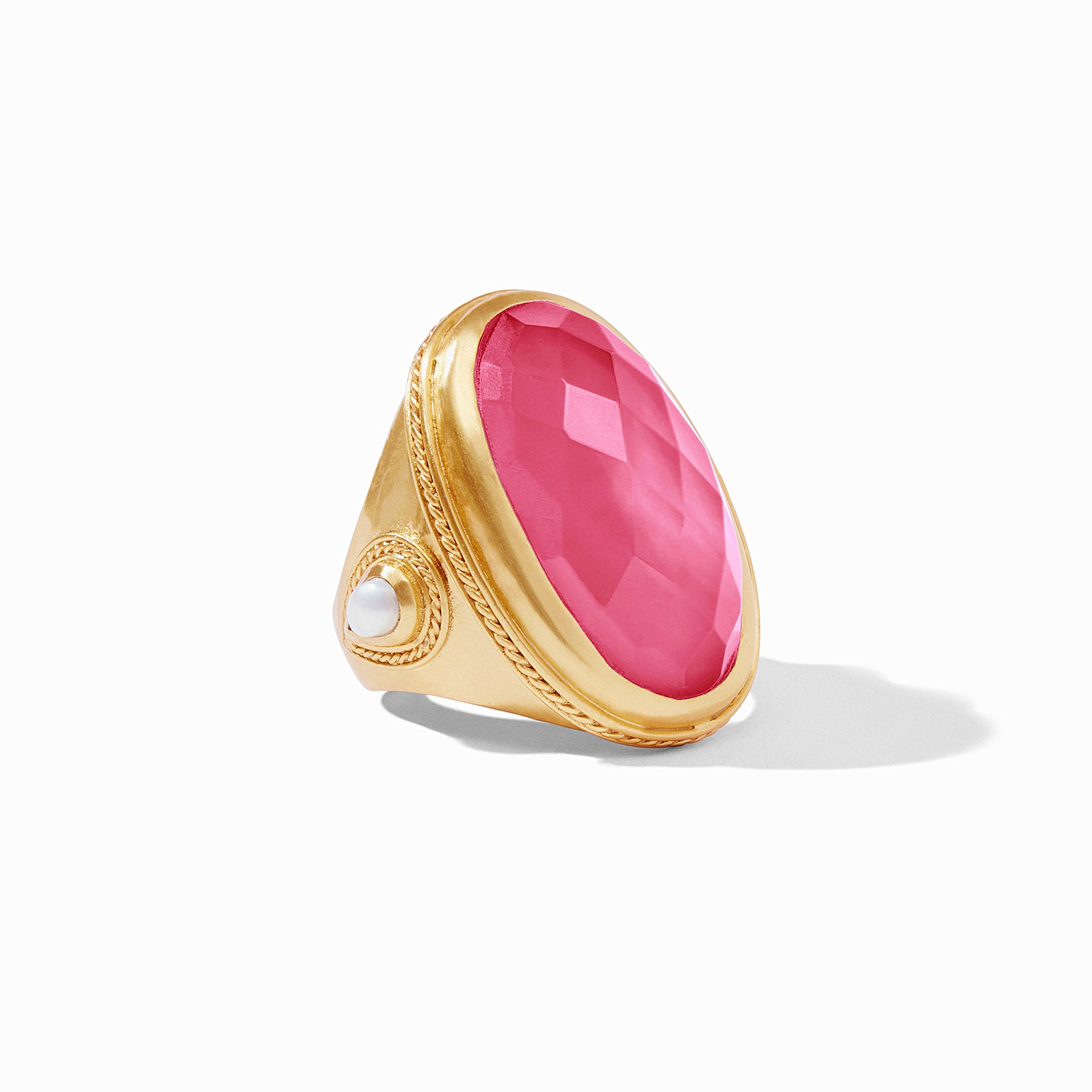 Cannes Statement Ring Gold Iridescent Clear with Pearl Accents main image 1
