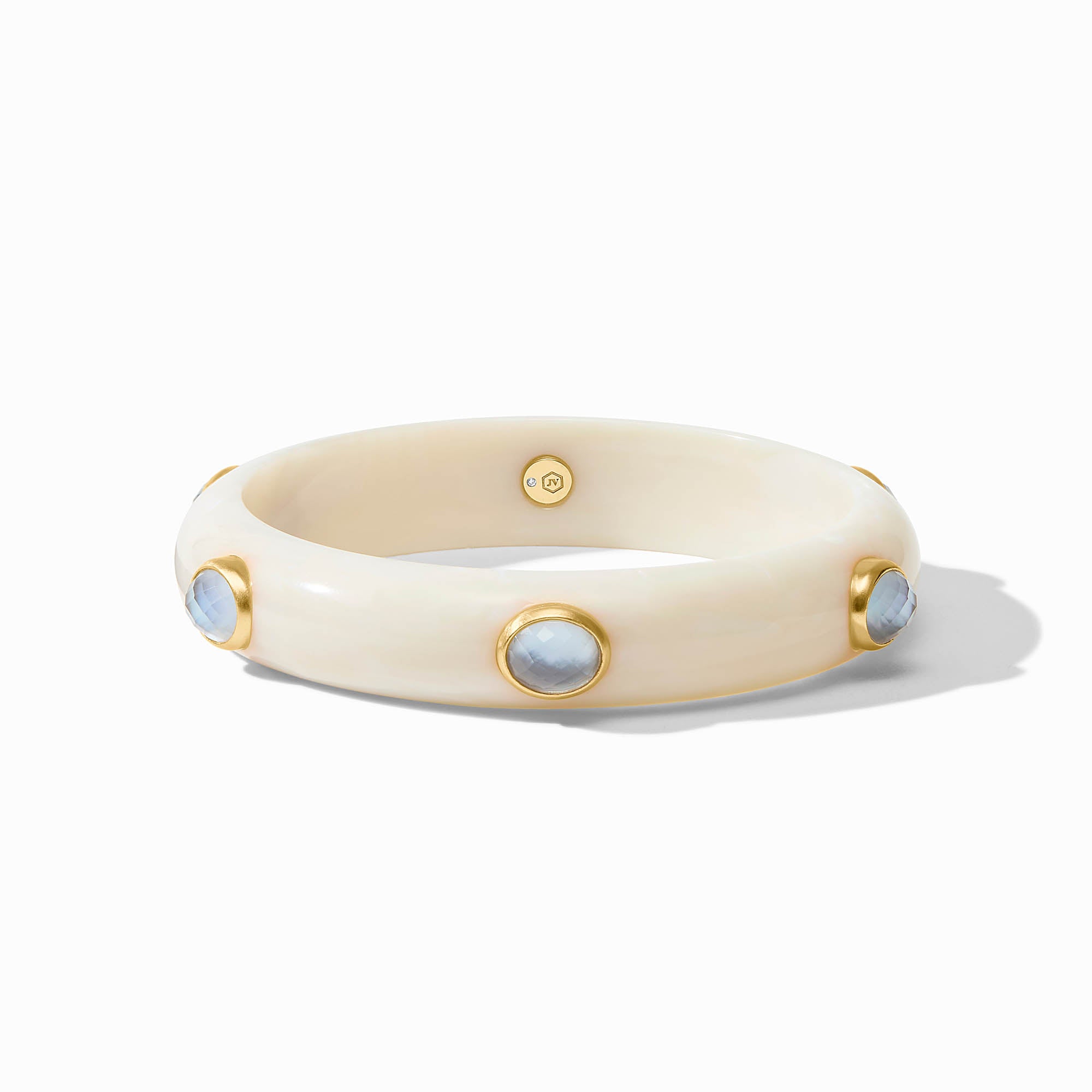Julie Vos - Carnaby Stone Bangle, Iridescent Chalcedony Blue / Large