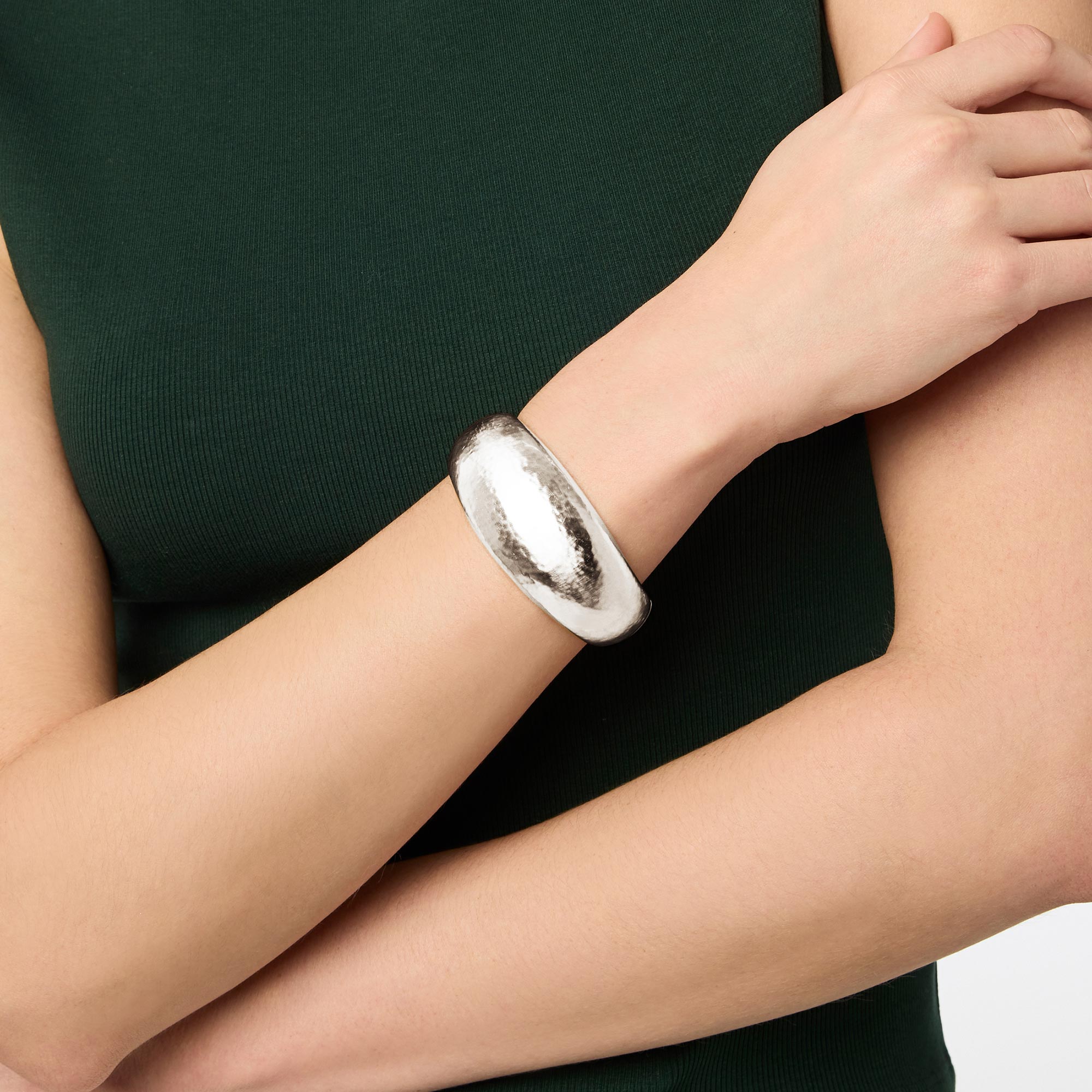 Catalina Statement Hinge Silver Bangle | Julie Vos