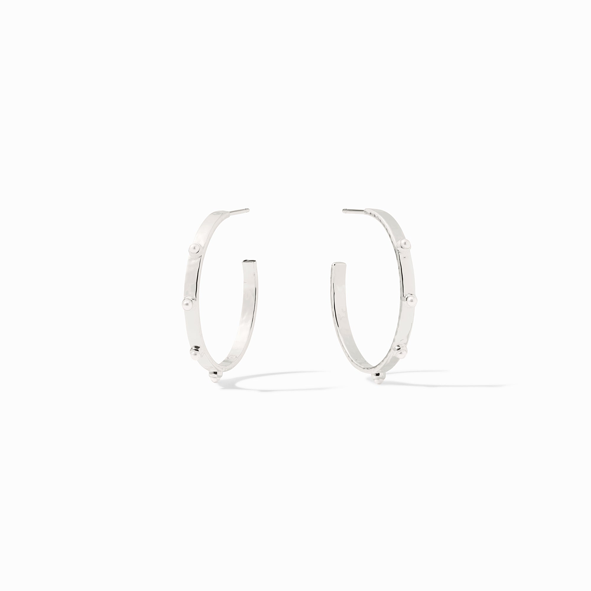 Crescent Gemstone Silver Hoop Earrings | Julie Vos