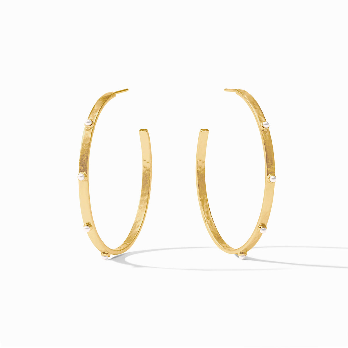 Julie Vos - Crescent Stone Hoop, Pearl / Extra Large
