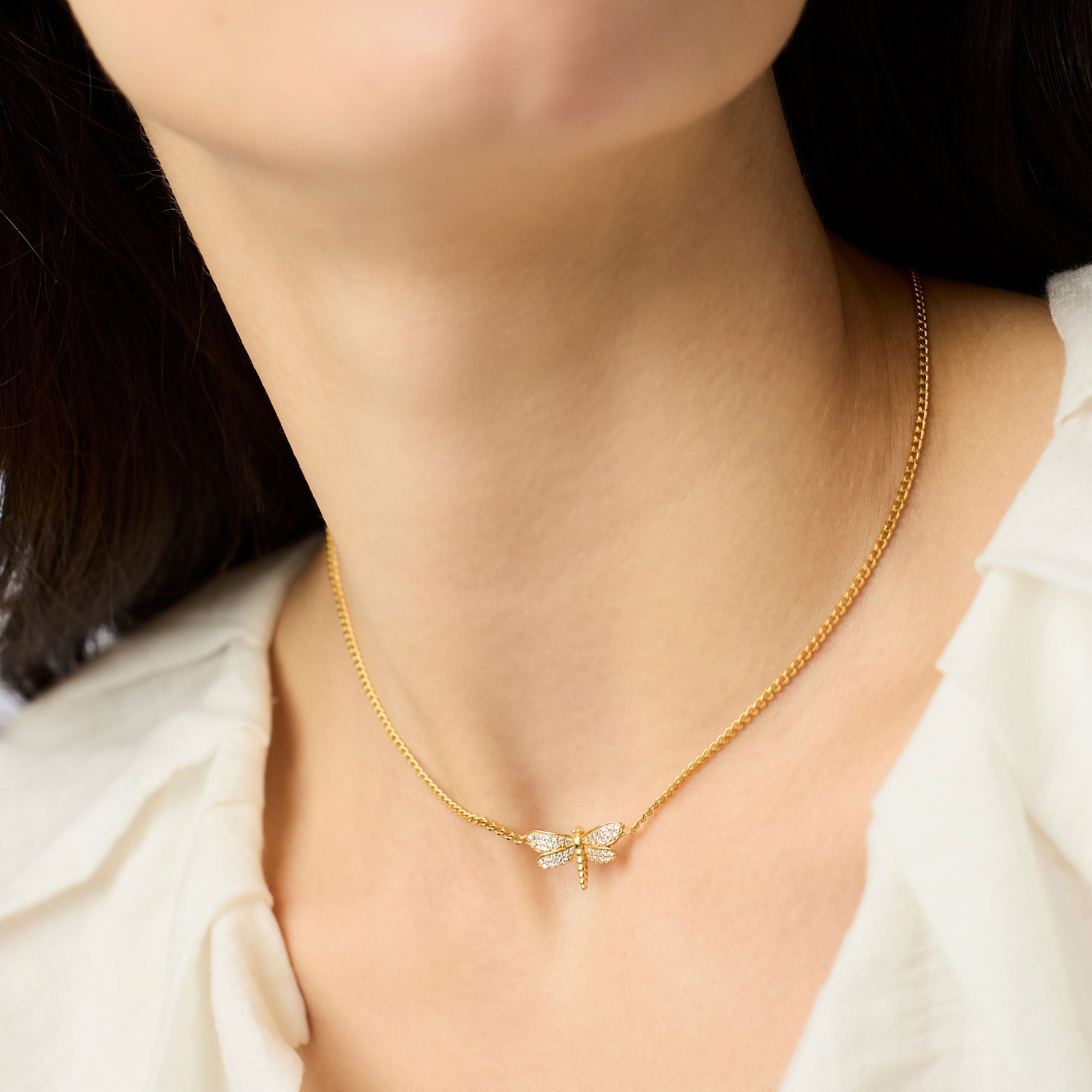 Dragonfly Pavé Delicate Necklace | Julie Vos