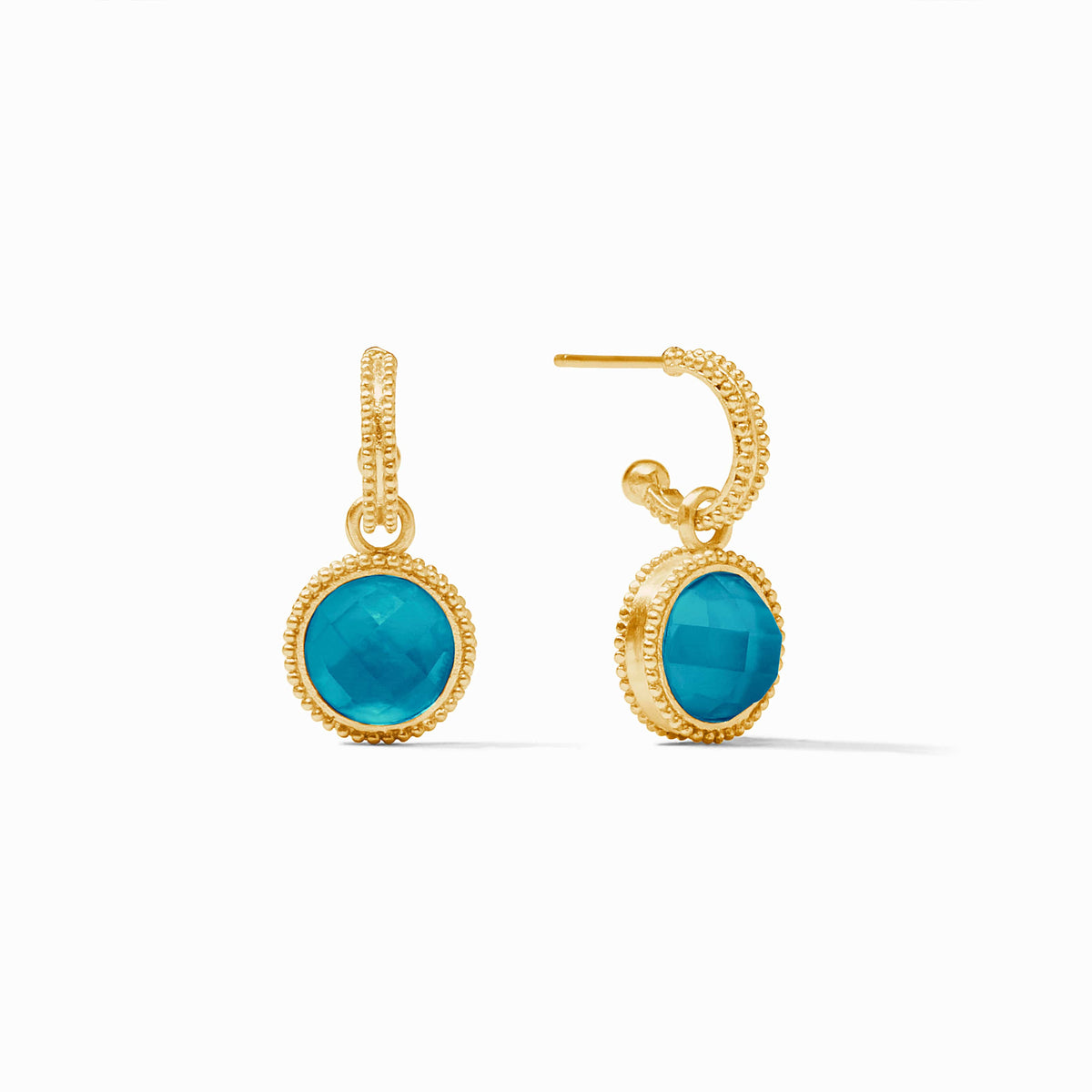 Julie Vos - Fleur-de-Lis Hoop & Charm Earring, Iridescent London Blue