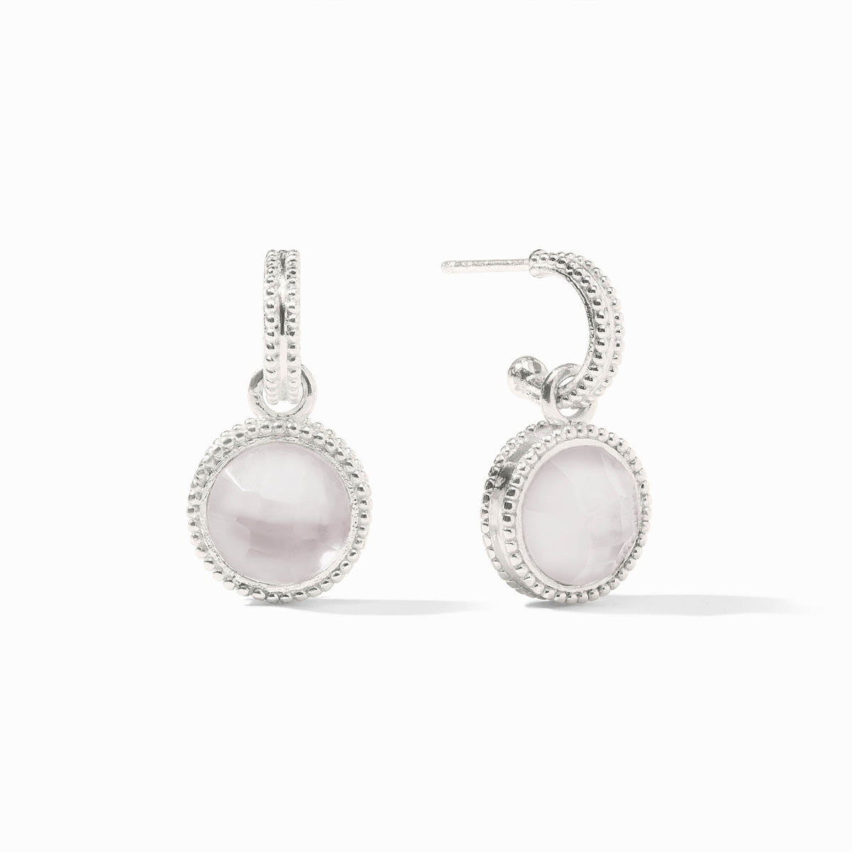 Julie Vos - Fleur-de-Lis Hoop & Charm Earring, Iridescent Clear Crystal