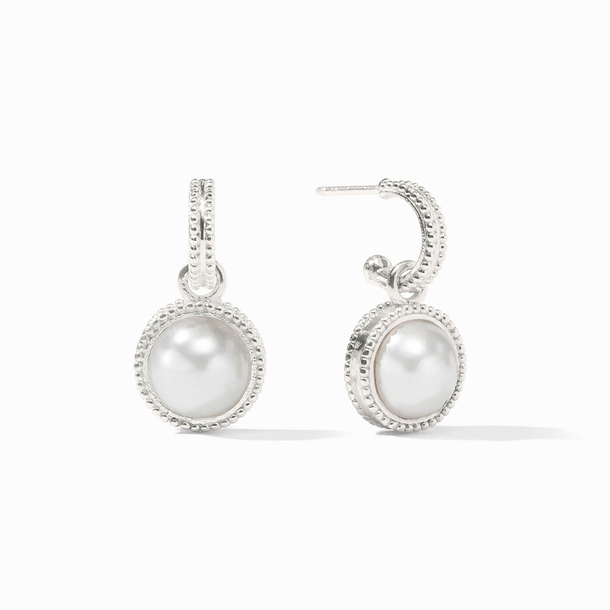 Julie Vos - Fleur-de-Lis Hoop & Charm Earring, Pearl