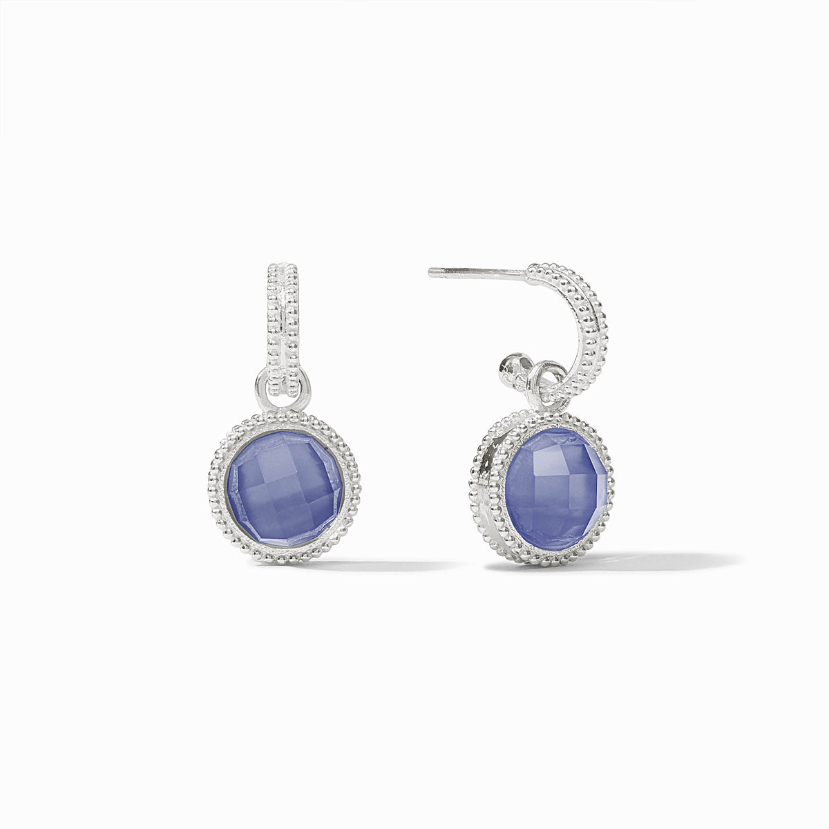 Julie Vos - Fleur-de-Lis Hoop & Charm Earring, Iridescent Tanzanite Blue