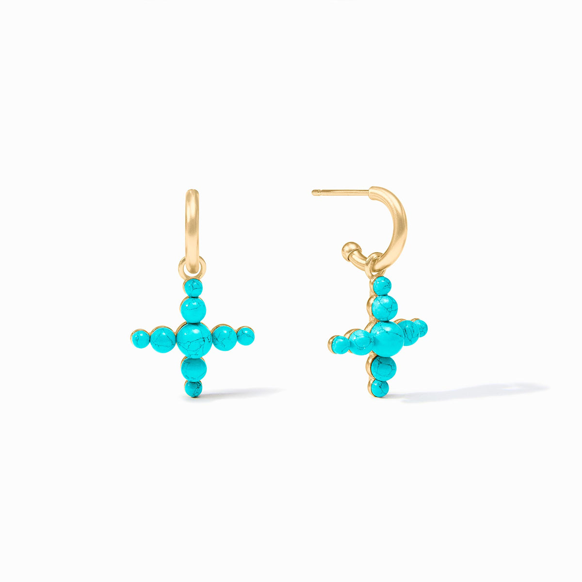 Julie Vos - Gumdrop Cross Hoop & Charm Earring, Turquoise Blue