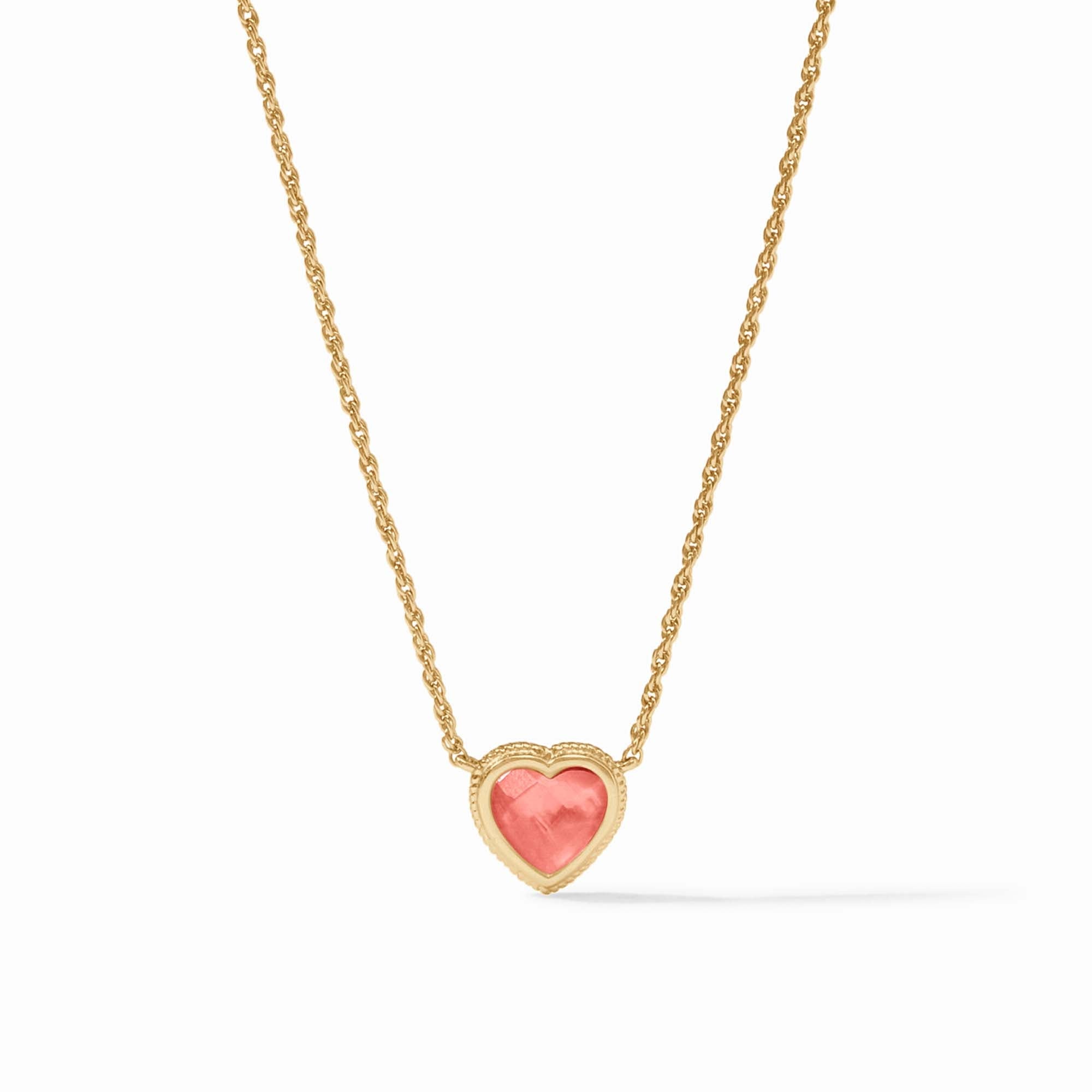Julie Vos - Heart Delicate Necklace, Iridescent Blush Pink