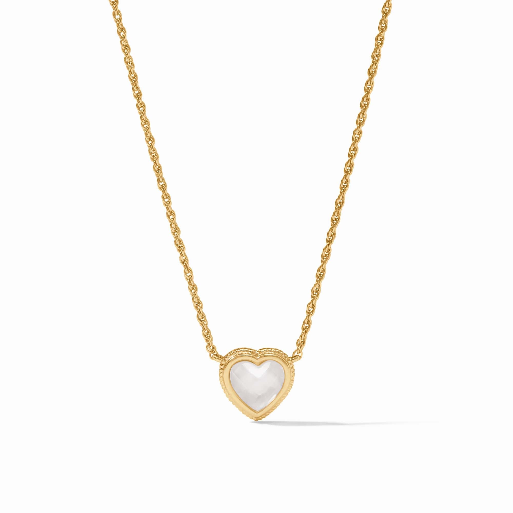 Julie Vos - Heart Delicate Necklace, Iridescent Clear Crystal