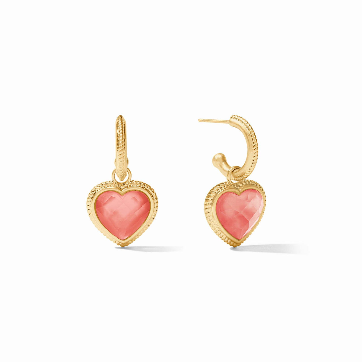 Julie Vos - Heart Hoop &amp; Charm Earring, Iridescent Blush Pink