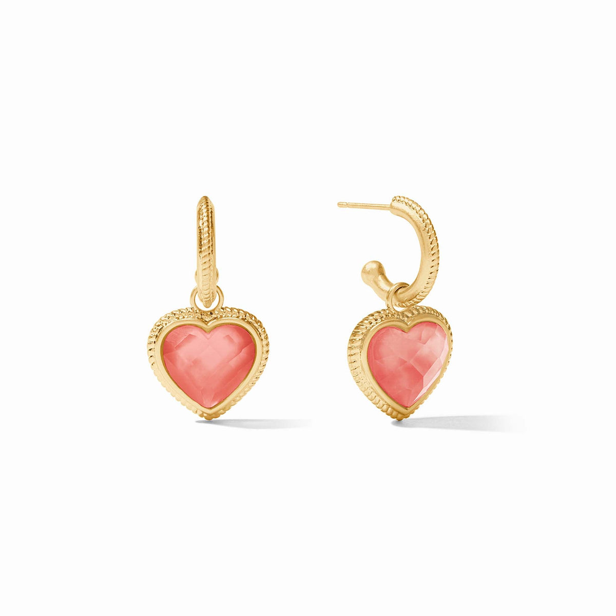 Julie Vos - Heart Hoop & Charm Earring, Iridescent Blush Pink