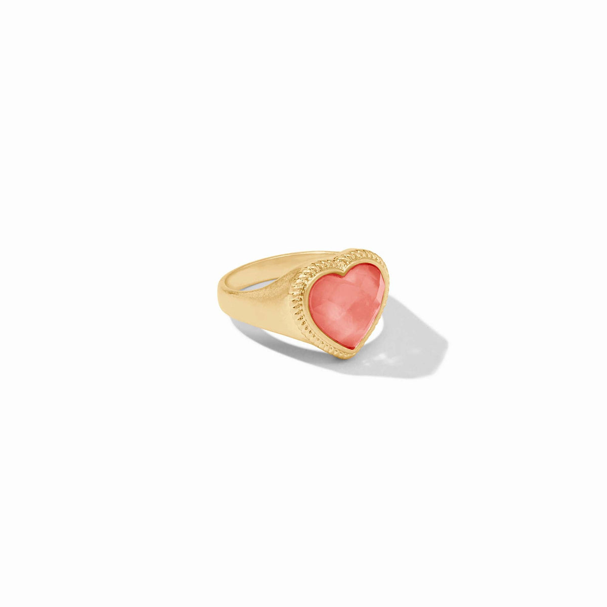 Julie Vos - Heart Signet Ring, Iridescent Blush Pink / 8