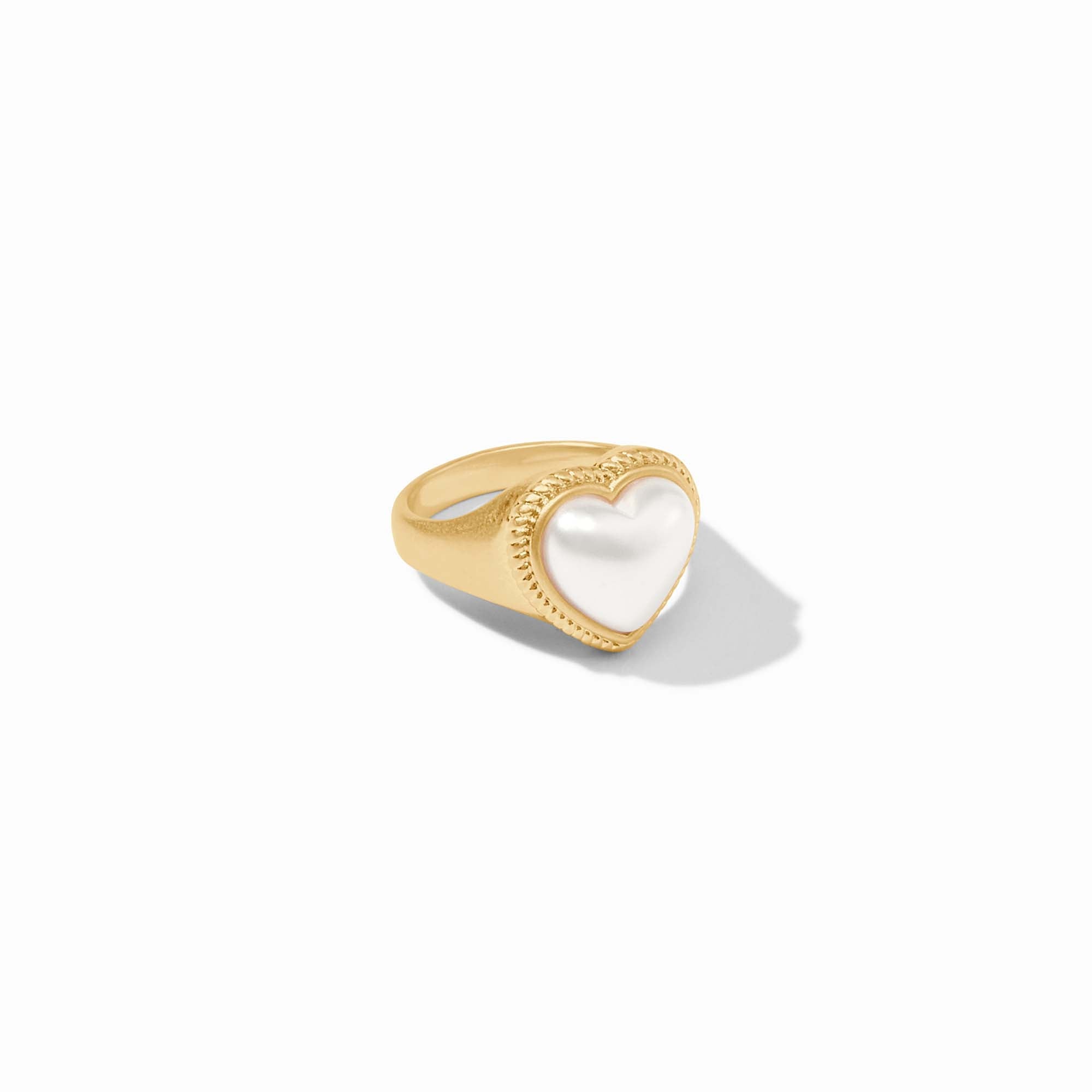 Julie Vos - Heart Signet Ring, Pearl / 8