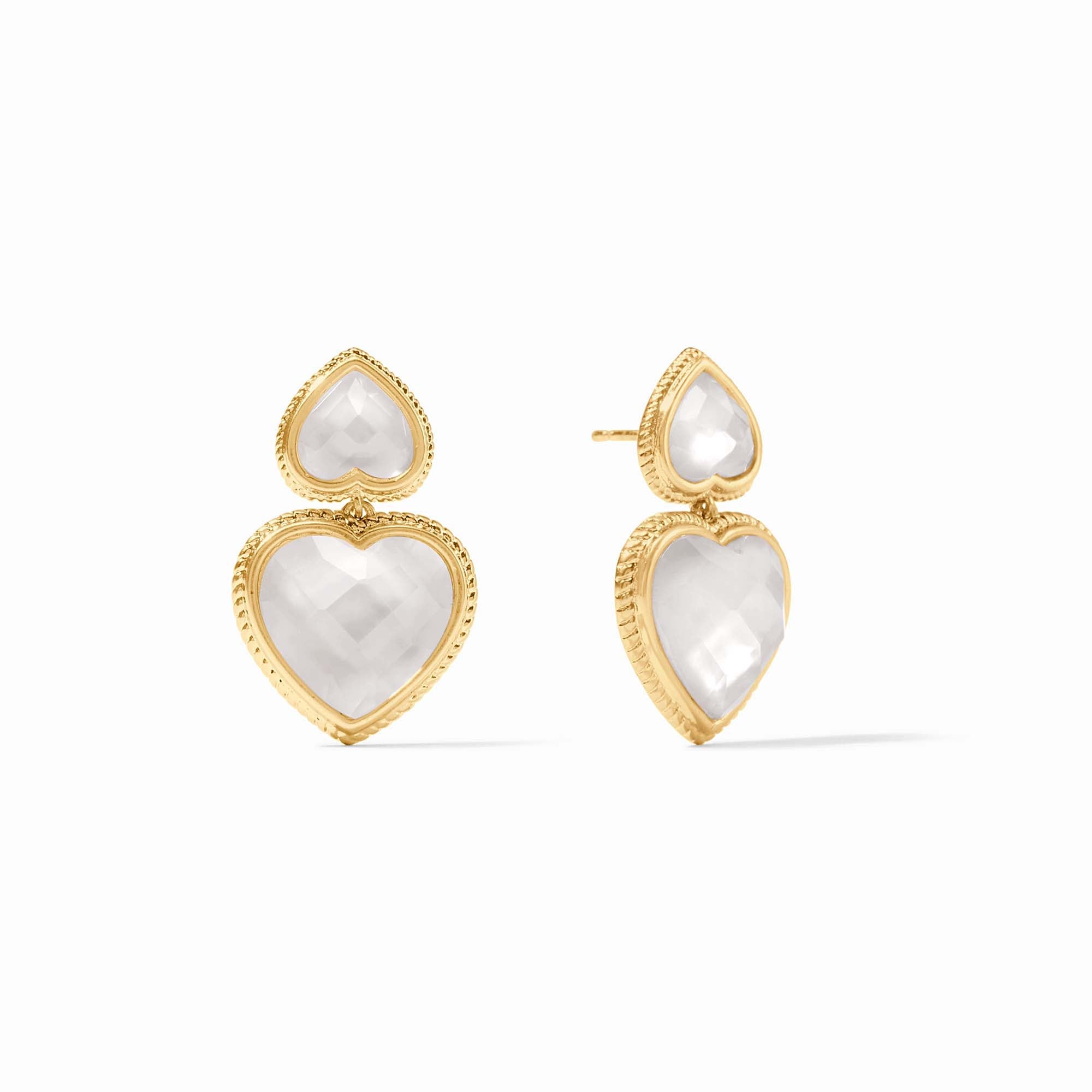 Julie Vos - Heart Statement Earring, Iridescent Clear Crystal