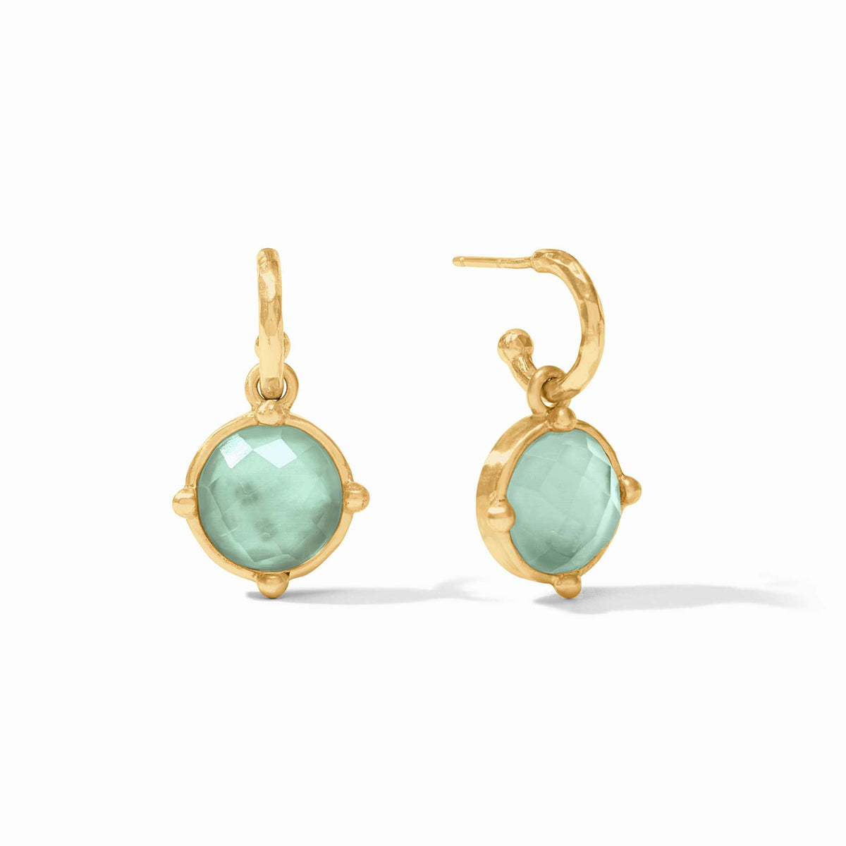 Julie Vos - Honeybee Hoop & Charm Earring, Iridescent Aquamarine Blue