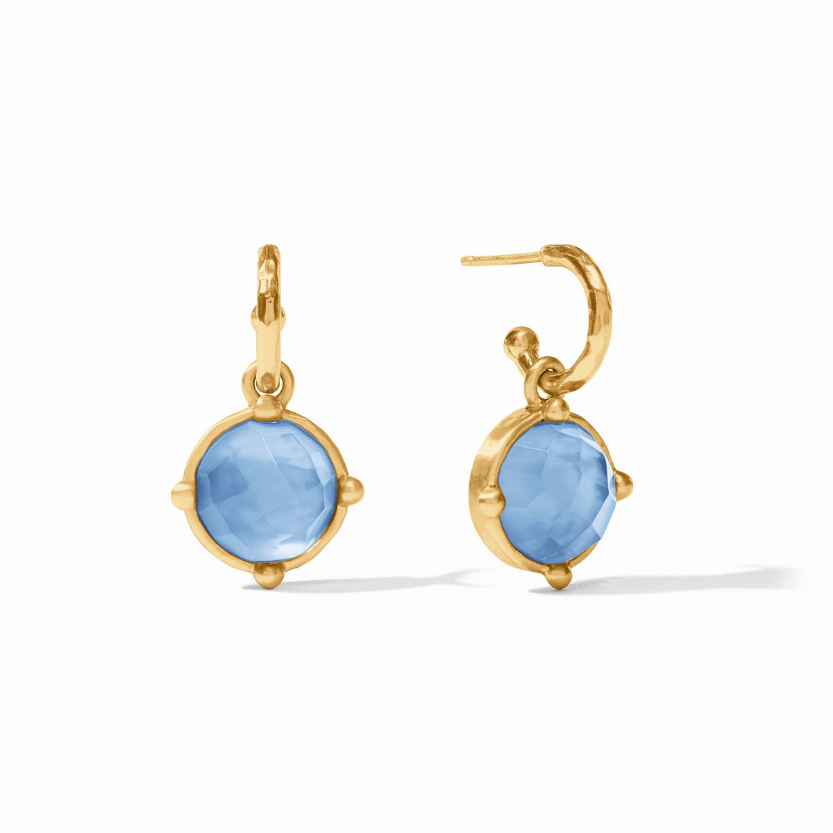Julie Vos - Honeybee Hoop & Charm Earring, Iridescent Chalcedony Blue