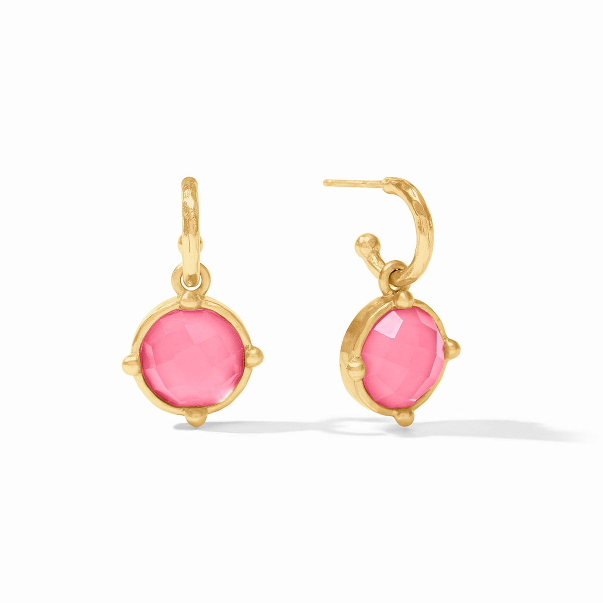 Julie Vos - Honeybee Hoop & Charm Earring, Iridescent Peony Pink