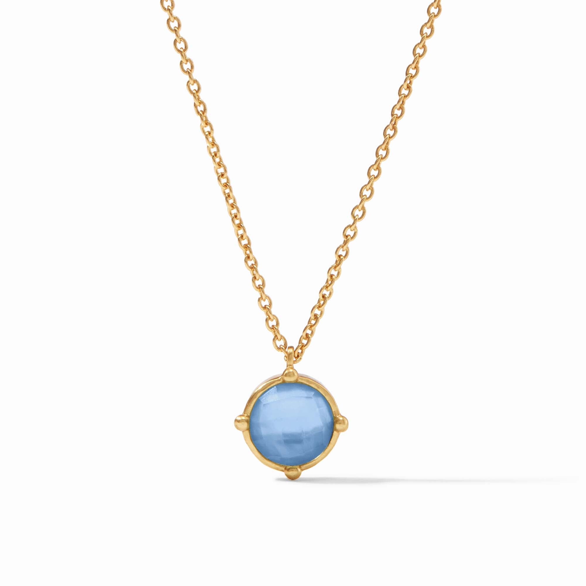 Julie Vos - Honeybee Solitaire Necklace, Iridescent Chalcedony Blue