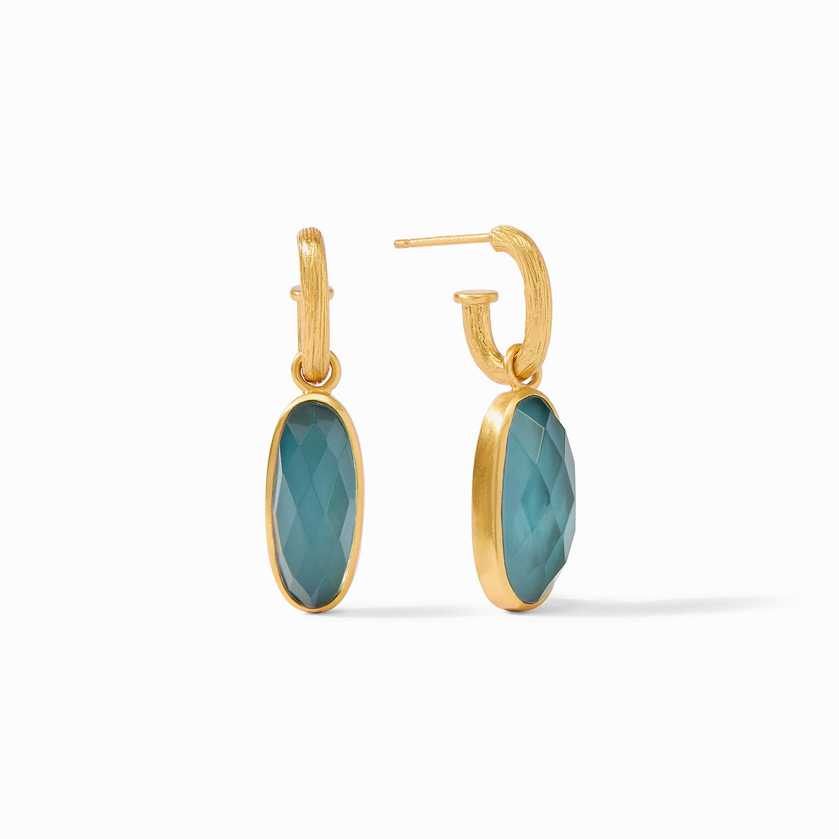 Julie Vos - Ivy Hoop & Charm Earring, Iridescent Peacock Blue