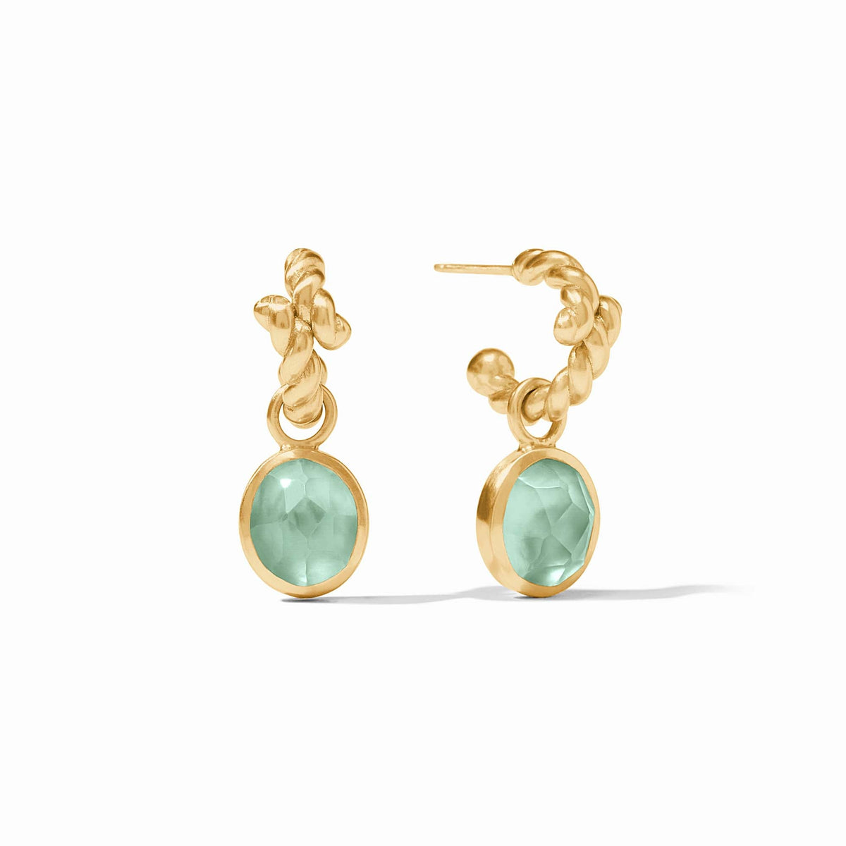 Julie Vos - Nassau Hoop & Charm Earring, Iridescent Aquamarine Blue