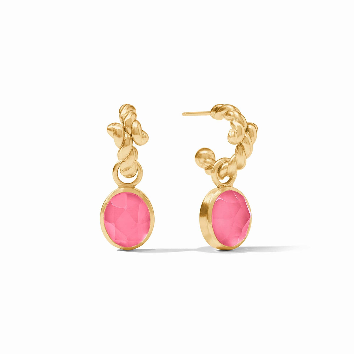 Julie Vos - Nassau Hoop & Charm Earring, Iridescent Peony Pink