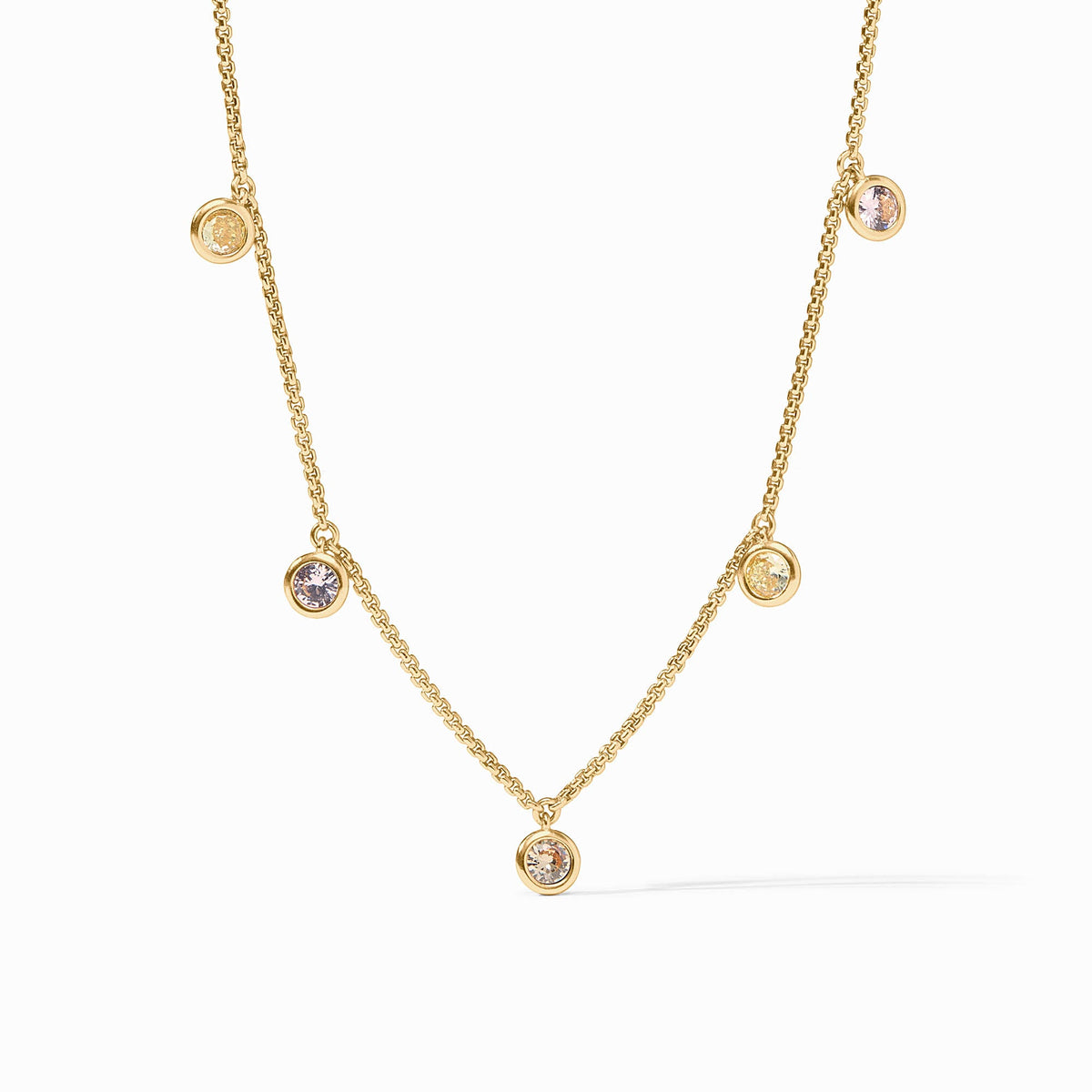 Julie Vos - Rainbow Delicate Charm Necklace, Champagne Radiance