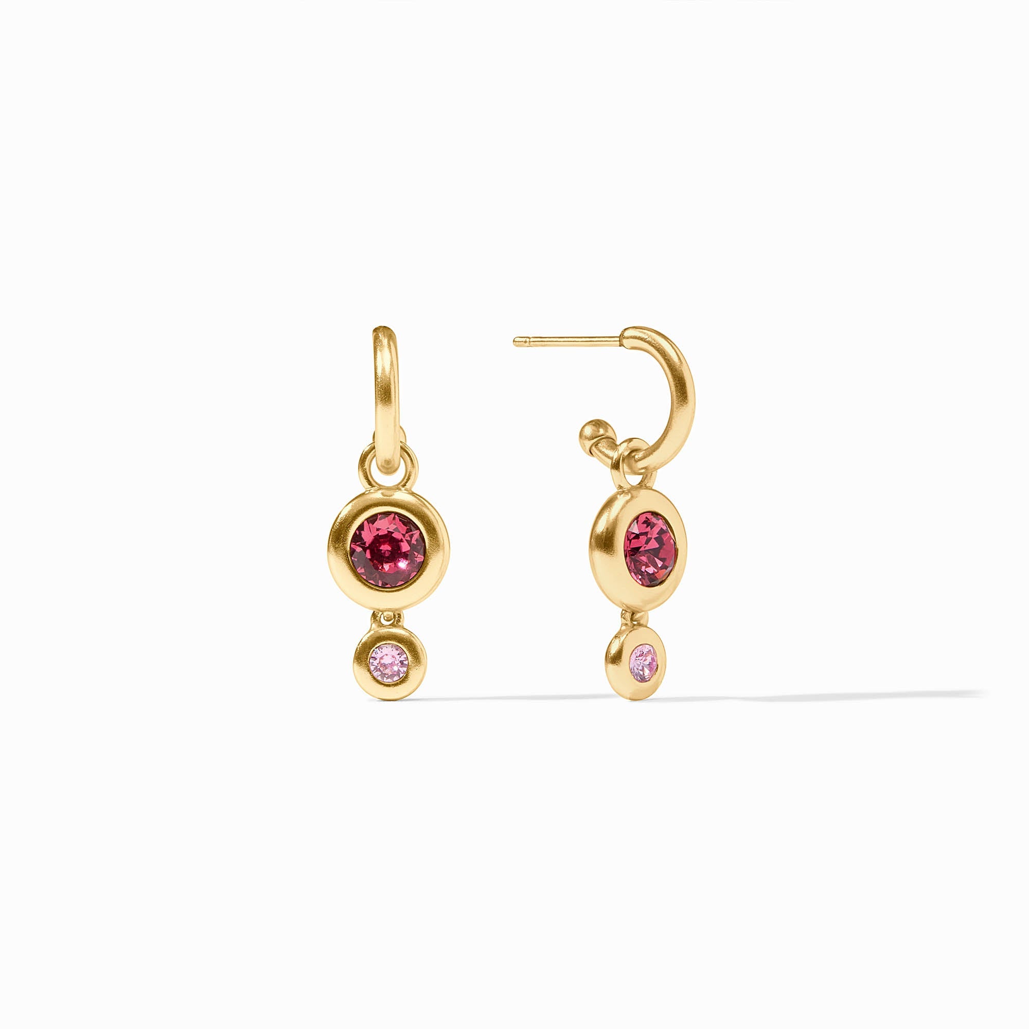 Julie Vos - Rainbow Duo Hoop & Charm Earring, Pink Dawn