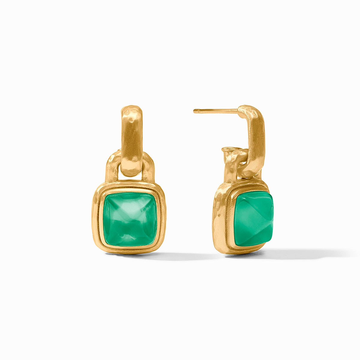 Julie Vos - Sahara Hoop & Charm Earring, Iridescent Emerald Green