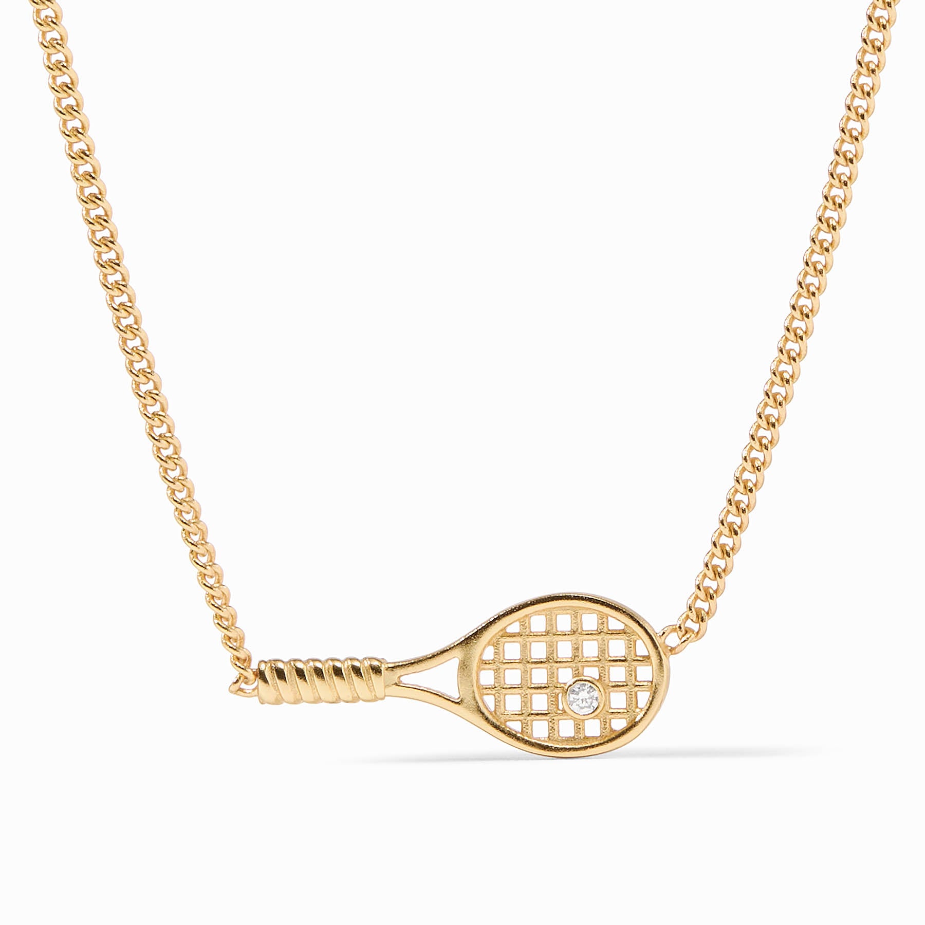 Tennis Racquet Gold Delicate Necklace | Julie Vos