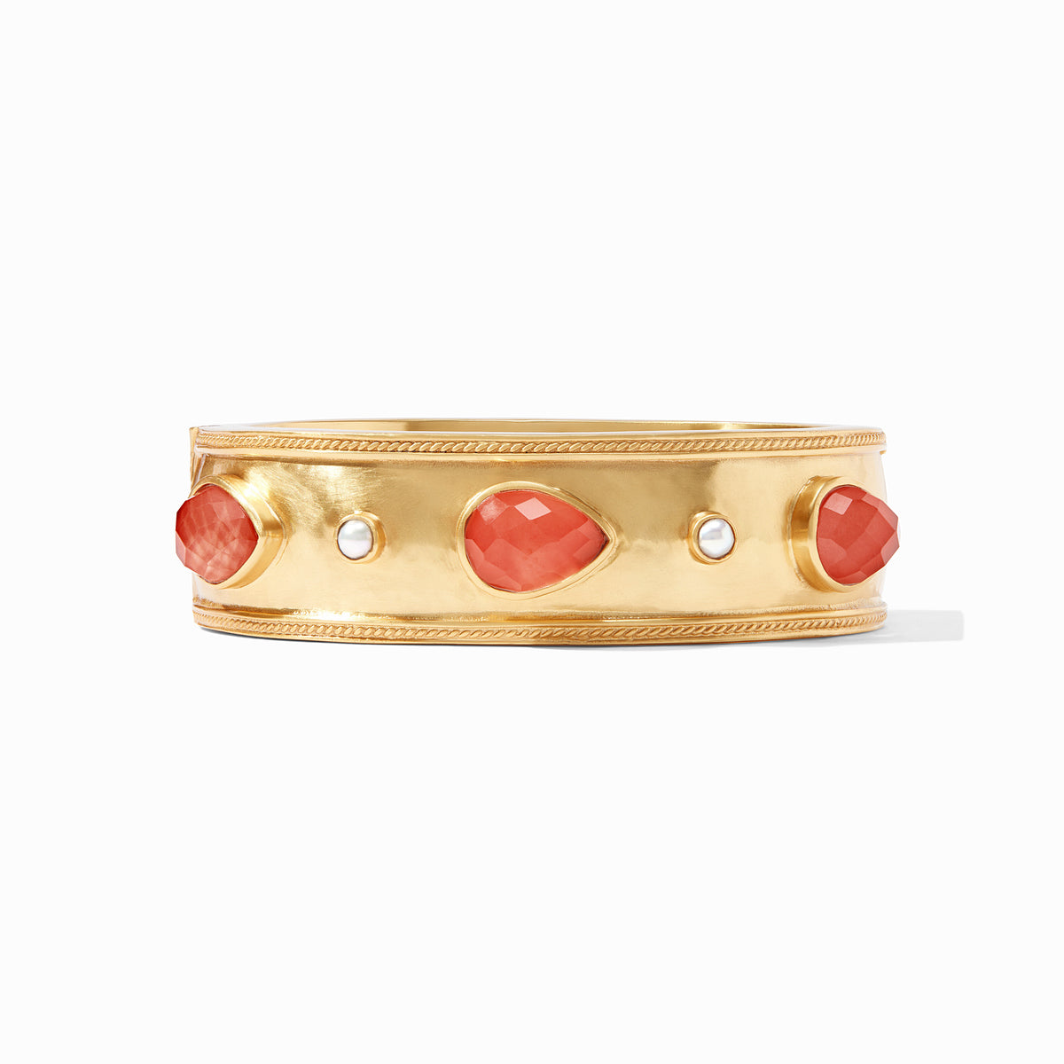 Julie Vos - Cannes Statement Hinge Bangle, Iridescent Coral