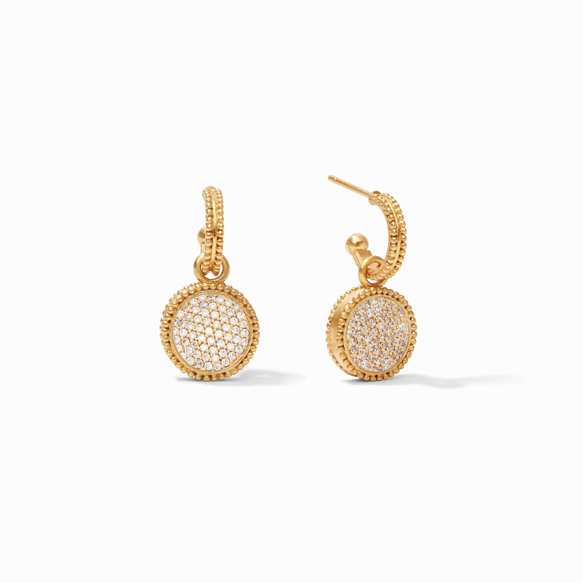 Julie Vos - Fleur-de-Lis Hoop & Charm Earring, Pavé Cubic Zirconia