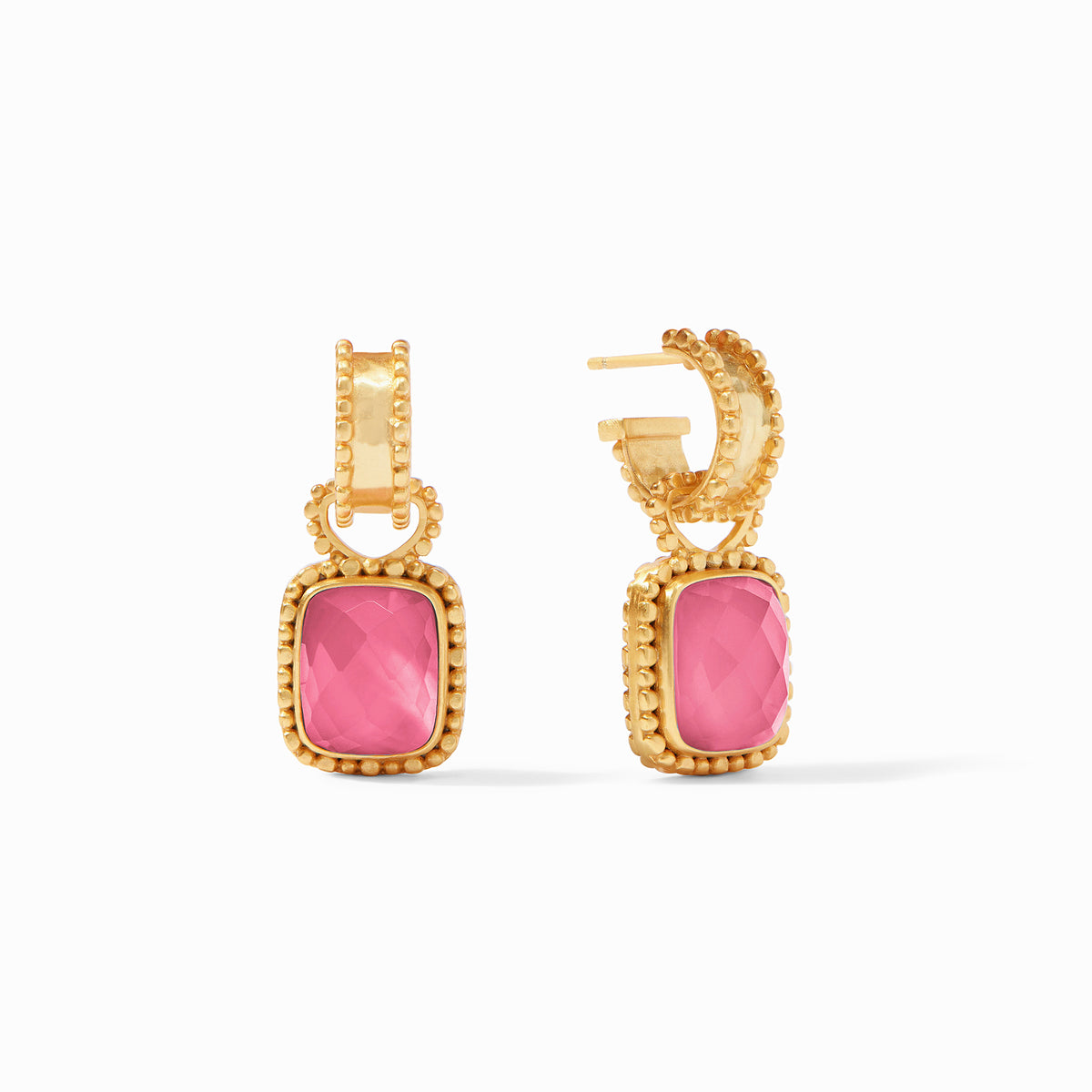 Julie Vos - Marbella Hoop & Charm Earring, Iridescent Peony Pink