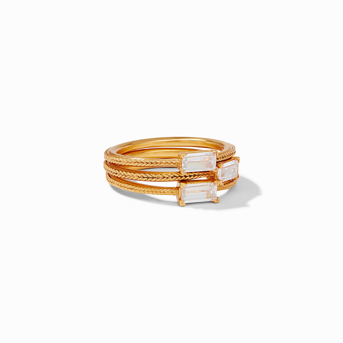 Windsor Gold Trio Rings - Centered view, Cubic Zirconia, rings