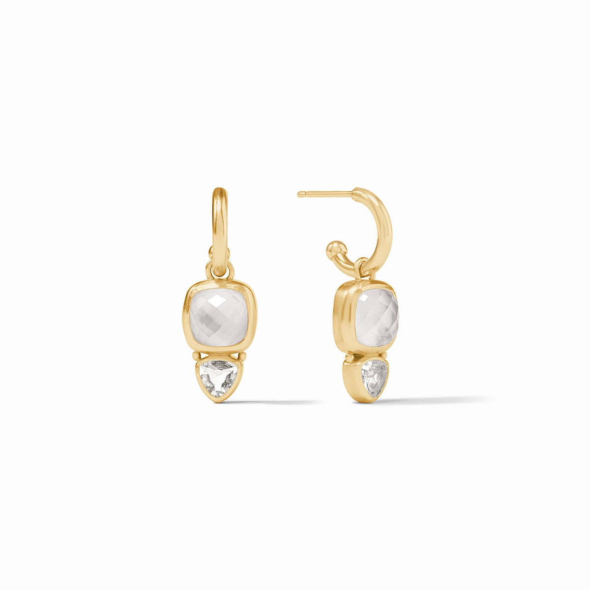 Julie Vos - Aquitaine Duo Hoop &amp; Charm Earring, Iridescent Clear Crystal