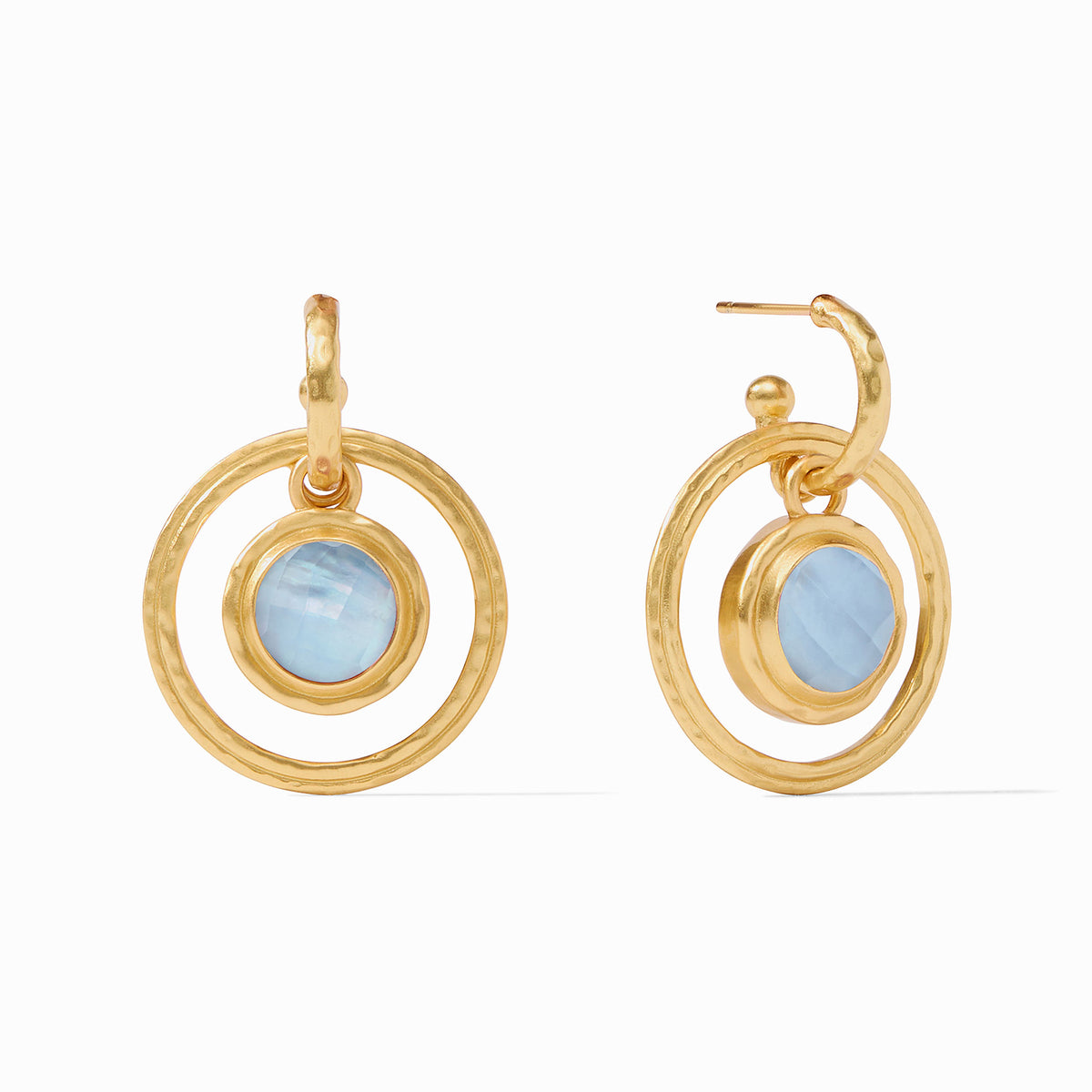 Julie Vos - Astor 6-in-1 Charm Earring, Iridescent Chalcedony Blue