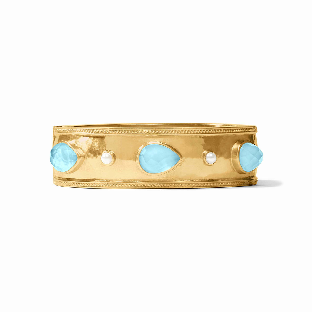 Julie Vos - Cannes Stone Statement Hinge Bangle, Iridescent Capri Blue