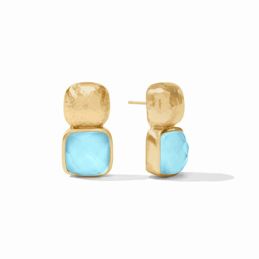 CATALINA EARRING GOLD IRIDESCENT BAHAMIAN BLUE