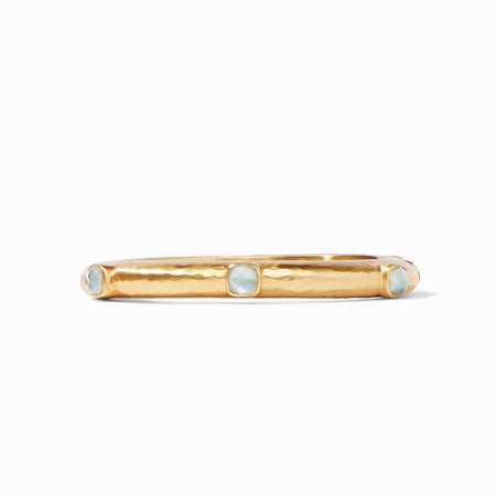 Catalina Stone Bangle- Gold- Iridescent Aquamarine Blue main image 1