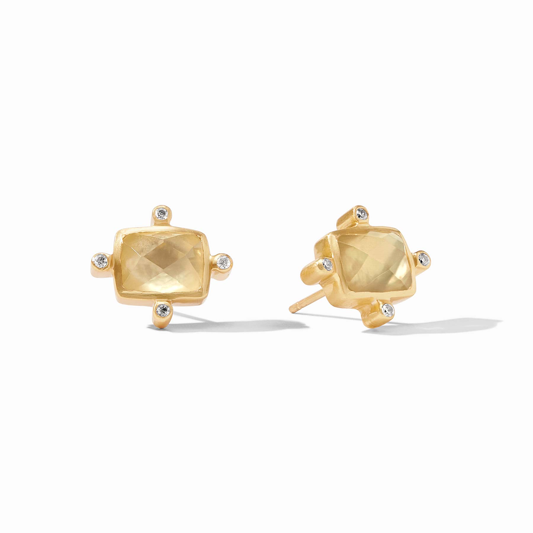 Brass Golden Square Gold Plated Ear Stud, Size: 0.5inch
